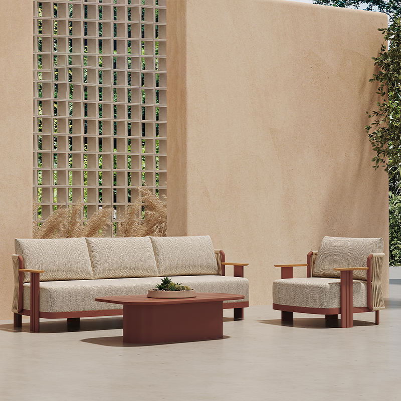 Canapé extérieur Aria dans une architecture contemporaine – Sartoretti Design
